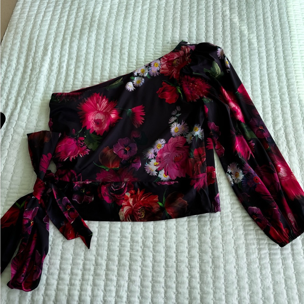 Express one shoulder side tie blouse